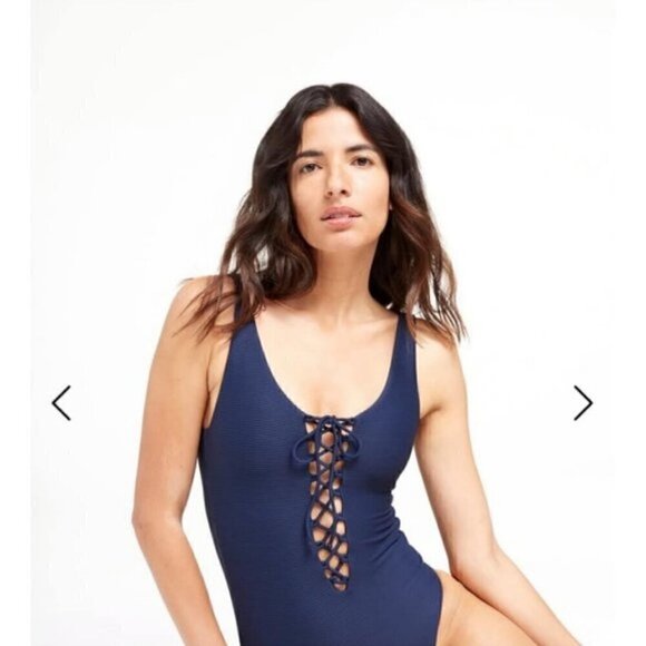 Onia Bridget One Piece Swimsuit  Blue Medium NWOT - Picture 3 of 9